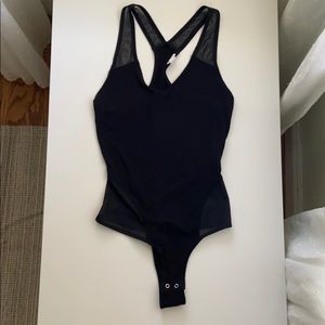 Garage Black Body Suit w/ Mesh Detailing